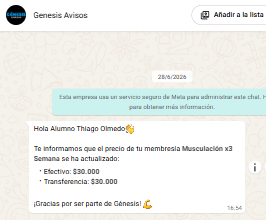 Aviso automático de aumento de cuota por WhatsApp