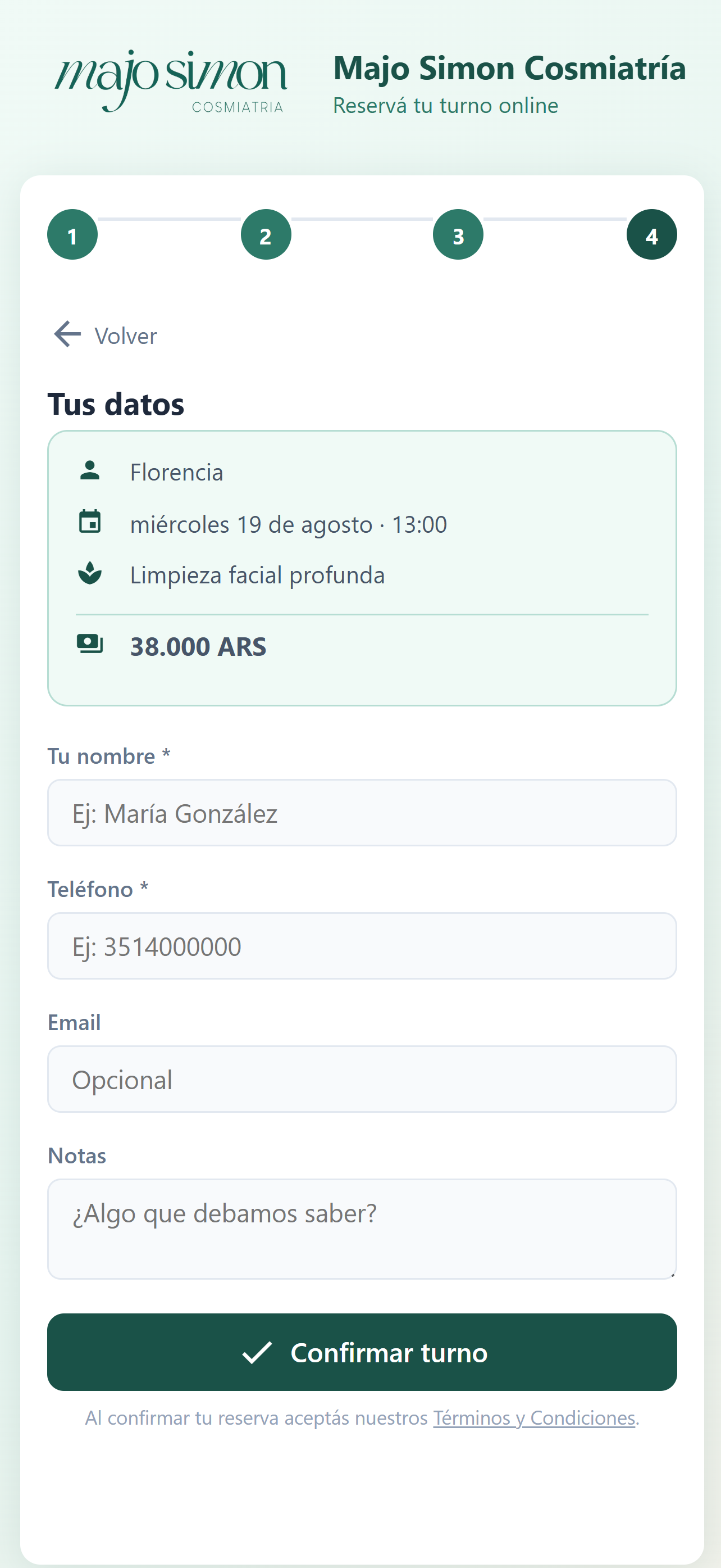 Paso 4: confirmar datos